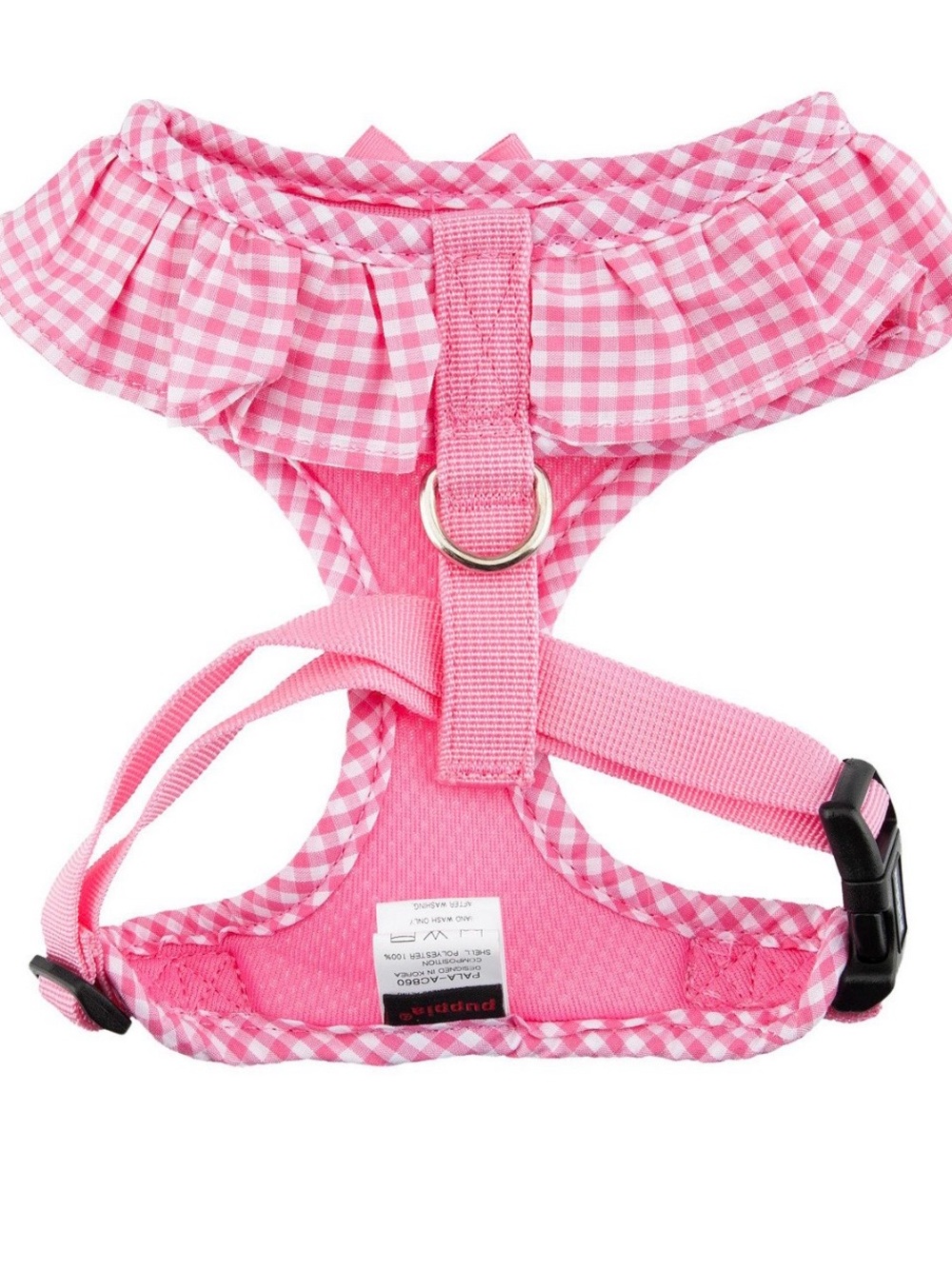 Puppia Pink Gingham Ruffle Dog Harness, XS
